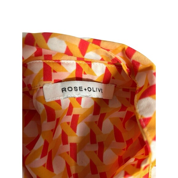 Rose & Olive Button Down Women Sz XL Multicolor Resort Artsy Whimsical - Picture 5 of 7